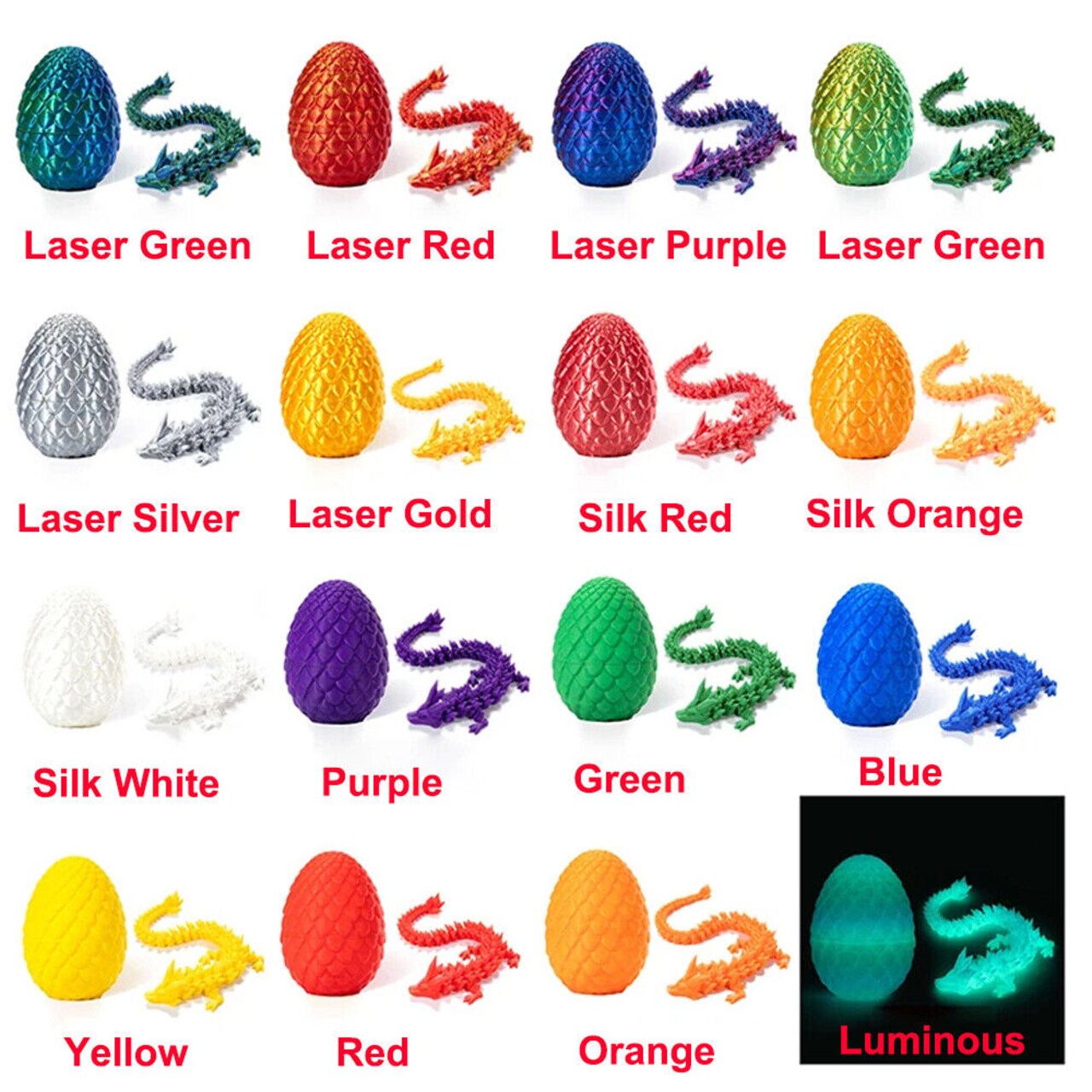 Kitcheniva 3D Printed Dragon in Egg Crystal Full Articulated Fidget Toys